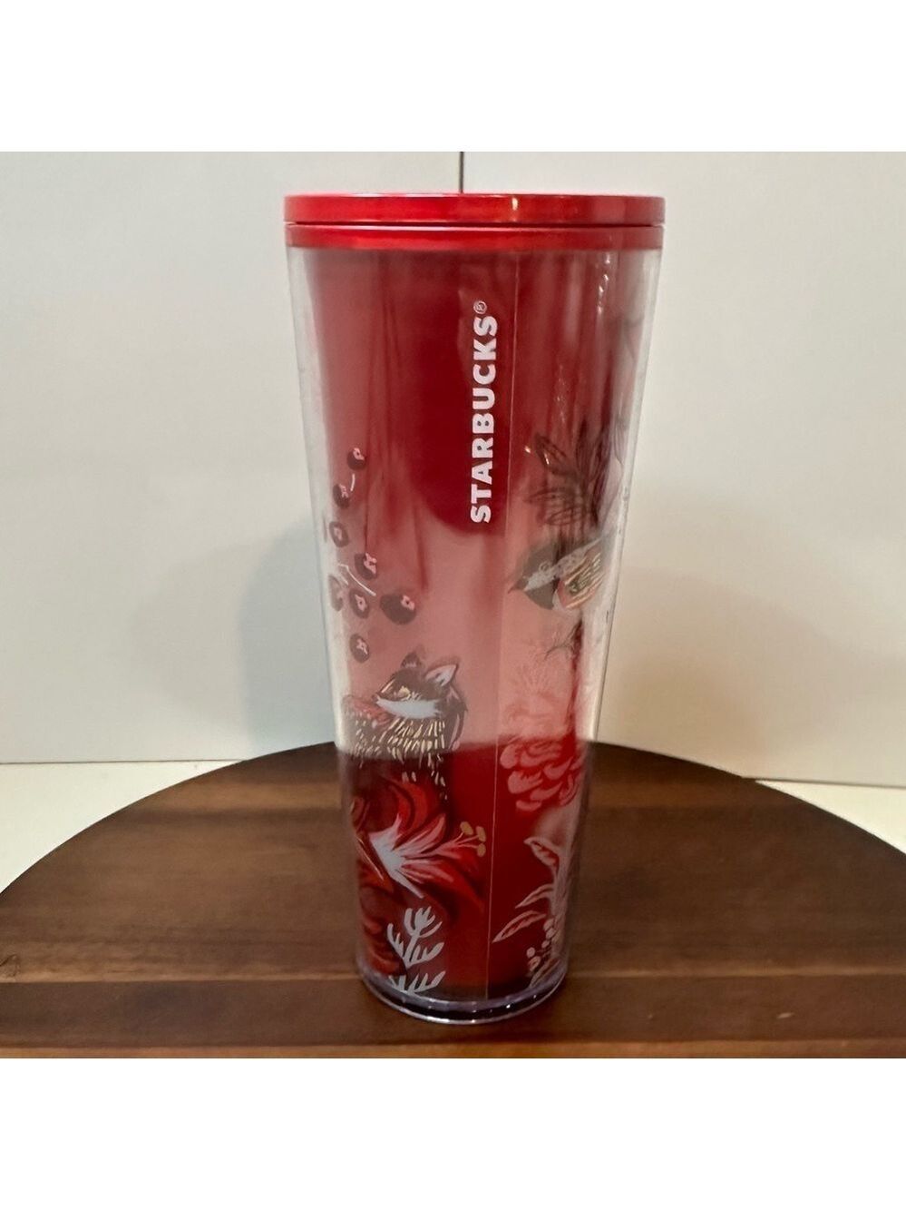 Starbucks 2022 Holiday Enchanted Forest Pearl Red Venti Cold Cup 24 oz